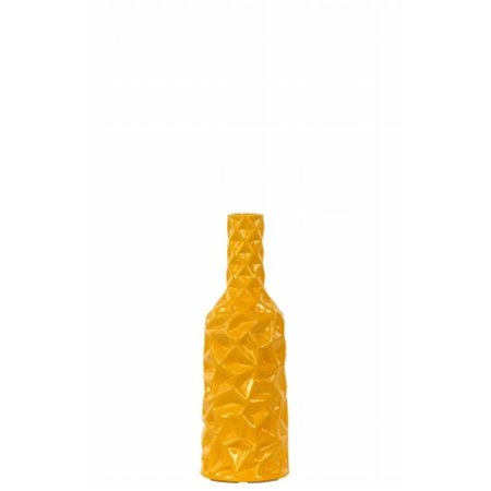 URBAN TRENDS COLLECTION Urban Trends Collection 24445 Ceramic Round Bottle Vase With Wrinkled Sides; Small - Yellow 24445